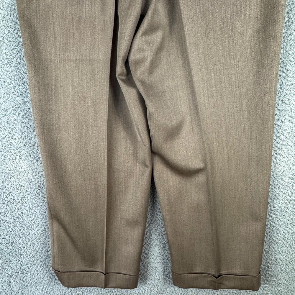 Zanella Bennett Dress Pants Mens 36x26 Brown Wool Pleated Cuffed Italy Office - Picture 5 of 12